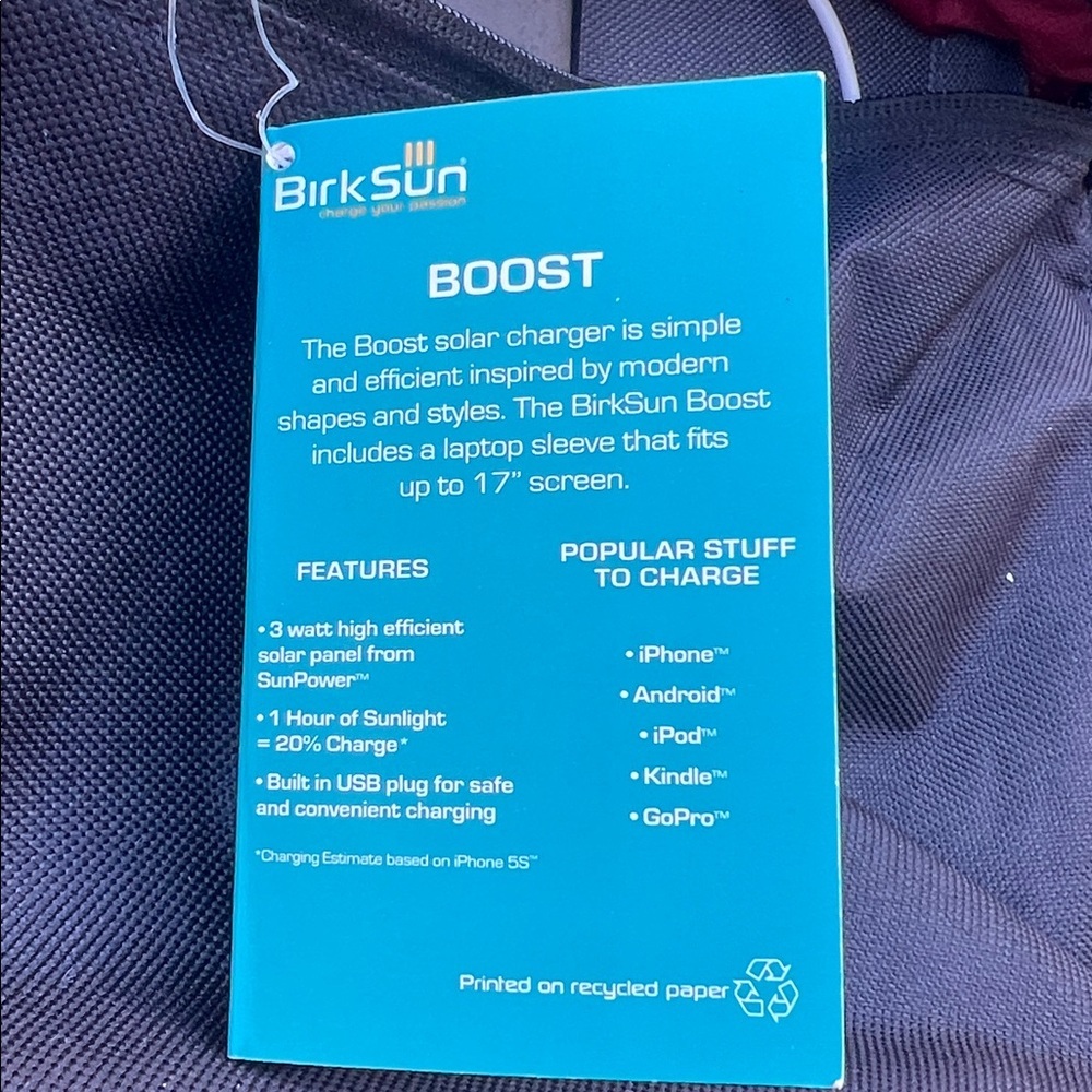 BirkSun Solar Panel Charging Grey/Black Backpack NWT - Picture 8 of 11